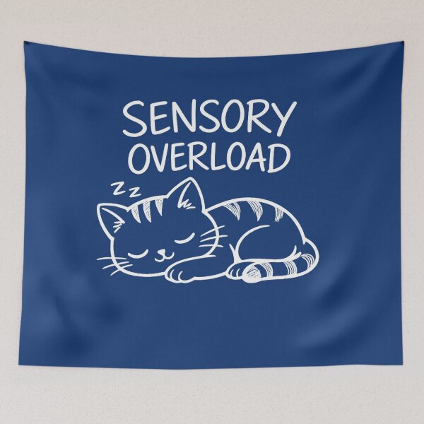 Item preview, Sensory Overload Cat Shirt – Cute Sleeping Cat Line Art – Introvert Anxiety Humor Sticker, Neurodivergent Meme Gift designed and sold by DiamondSkyShirt.