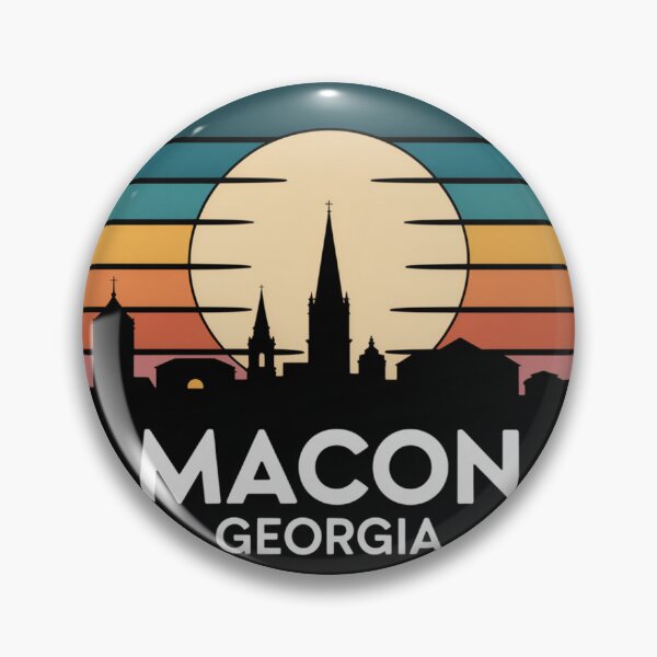 Item preview, Macon Georgia: Orange Pink Sunset Skyline Badge designed and sold by CircinusStore.