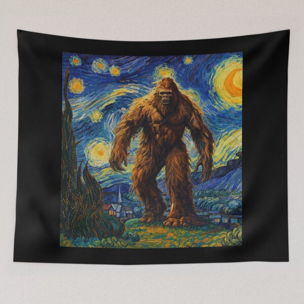 Item preview, Bigfoot Under Starry Night Parody Sasquatch Van Gogh Style designed and sold by will freed18.