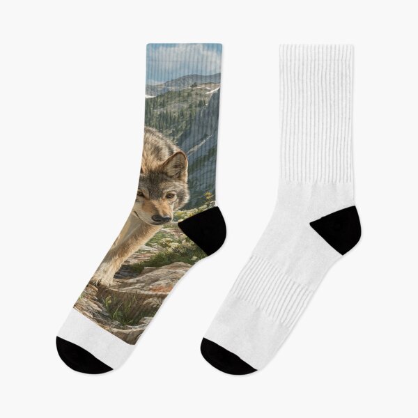 Item preview, Majestic Wolf Mountain Wildflower Trail designed and sold by NicolasGlowArt.
