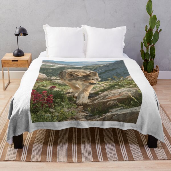 Item preview, Majestic Wolf Mountain Wildflower Trail designed and sold by NicolasGlowArt.