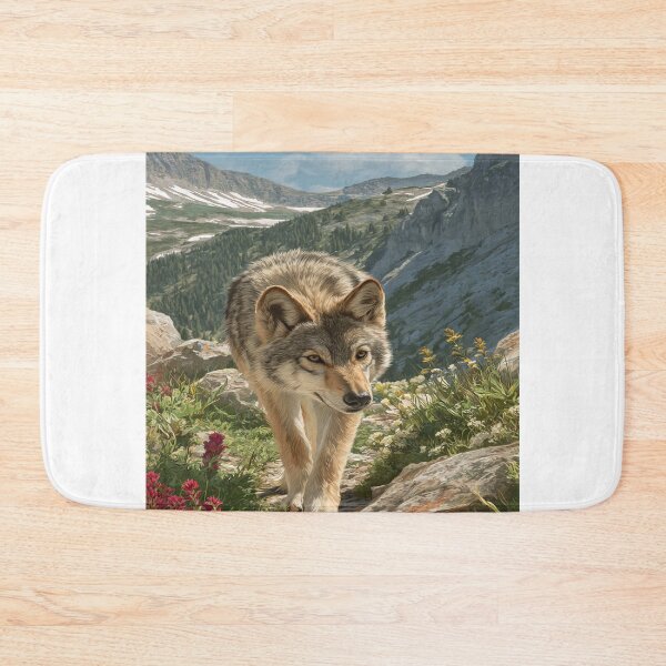 Item preview, Majestic Wolf Mountain Wildflower Trail designed and sold by NicolasGlowArt.
