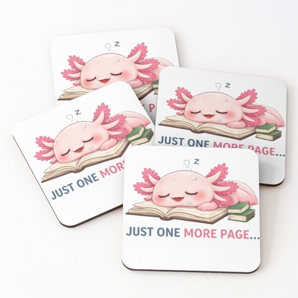 Item preview, Funny Sleeping Axolotl Reading Meme Just One More Page Cute Book Lover Gift Sticker designed and sold by Obinne.