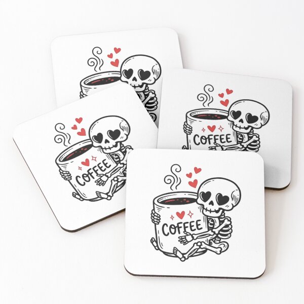 Item preview, Minimalist skeleton hugging coffee mug, black and white sticker designed and sold by AlanyaArtX.