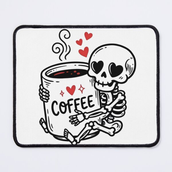 Item preview, Minimalist skeleton hugging coffee mug, black and white sticker designed and sold by AlanyaArtX.