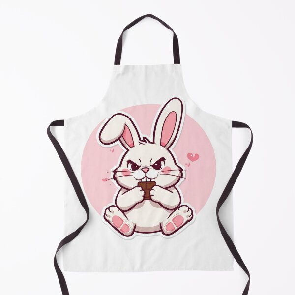 Item preview, Grumpy Kawaii Bunny Eating Chocolate Sticker Design designed and sold by EchoPrint Co..