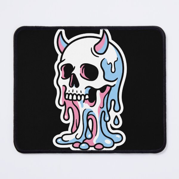 Item preview, Pink and Blue Pastel Goth Dripping Horned Skull designed and sold by seven things shop.