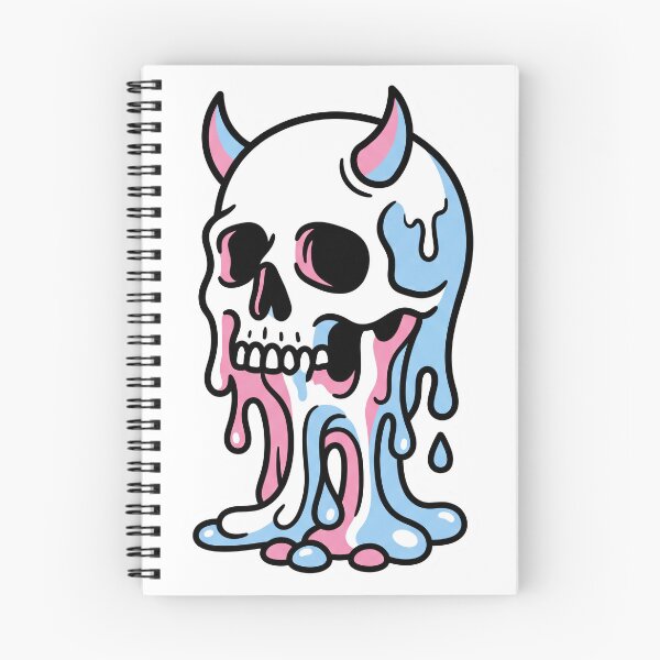 Item preview, Pink and Blue Pastel Goth Dripping Horned Skull designed and sold by seven things shop.