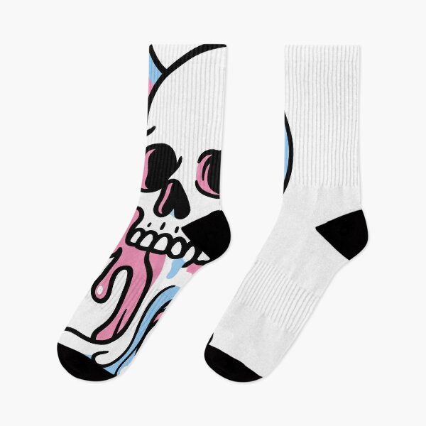 Item preview, Pink and Blue Pastel Goth Dripping Horned Skull designed and sold by seven things shop.