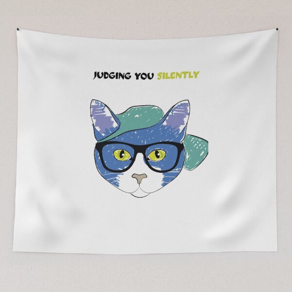 Item preview, Funny Judging You Silently Hipster Cat designed and sold by Quotable Gear.