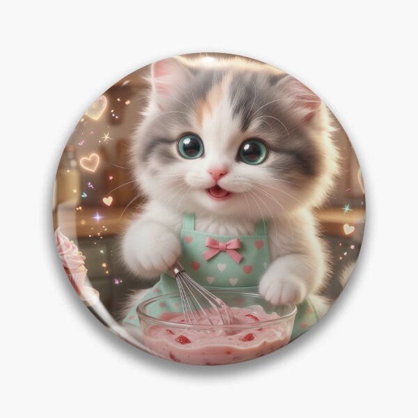 Item preview, Cute Baking Kitten – Adorable Strawberry Dessert Cat Illustration designed and sold by Furfolkz.