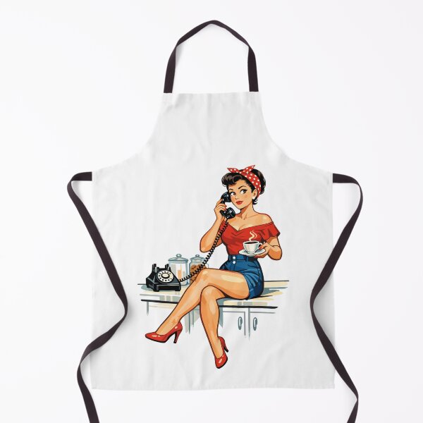 Item preview, Retro Pin-up Girl: Coffee & Vintage Telephone Graphic designed and sold by Pineapple-Tree.