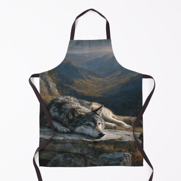 Item preview, Realistic Wolf Resting Mountain Valley Wildlife Art designed and sold by NicolasGlowArt.