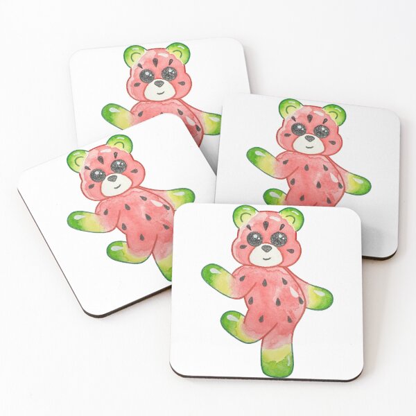 Aperçu de l'œuvre Oursons gélifiés pastèque - Autocollant aquarelle créée et vendue par Jemmabears.