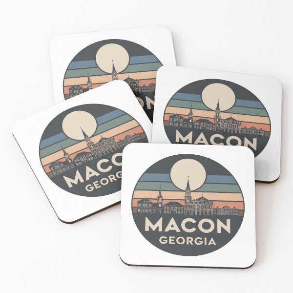 Item preview, Macon Georgia: Muted Blue Green Orange Sunset Skyline Badge designed and sold by CircinusStore.