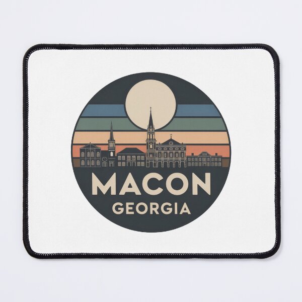 Item preview, Macon Georgia: Muted Blue Green Orange Sunset Skyline Badge designed and sold by CircinusStore.