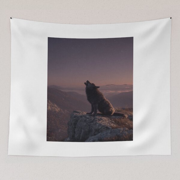 Item preview, Mystical Wolf Howling Under Starry Night Sky designed and sold by NicolasGlowArt.