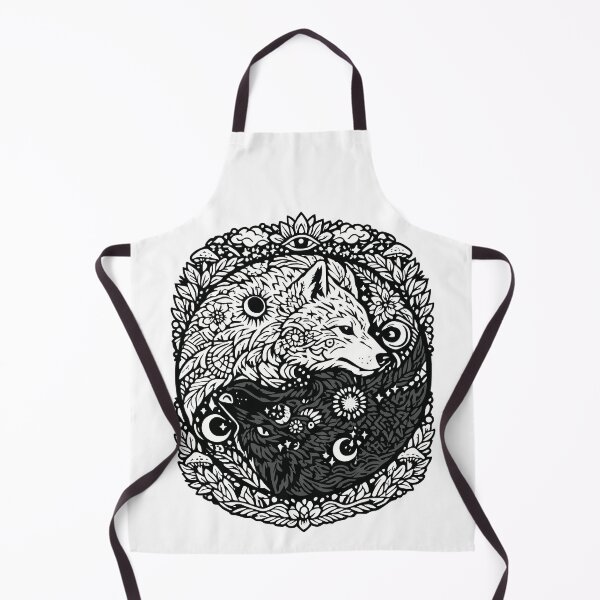 Item preview, Wolf Yin Yang | Celestial Nature Art – Spiritual Balance Gift – Black and White Illustration designed and sold by avinigav.