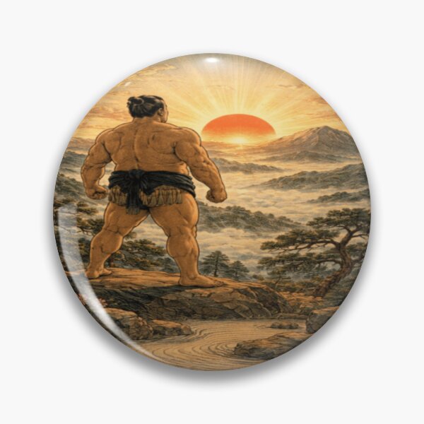 Item preview, Japanese Sumo Wrestling Art – Sumo Wall Art with Sunrise Mountain Landscape designed and sold by ArtFreshStudio.