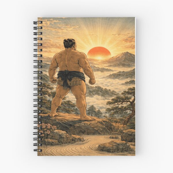 Item preview, Japanese Sumo Wrestling Art – Sumo Wall Art with Sunrise Mountain Landscape designed and sold by ArtFreshStudio.