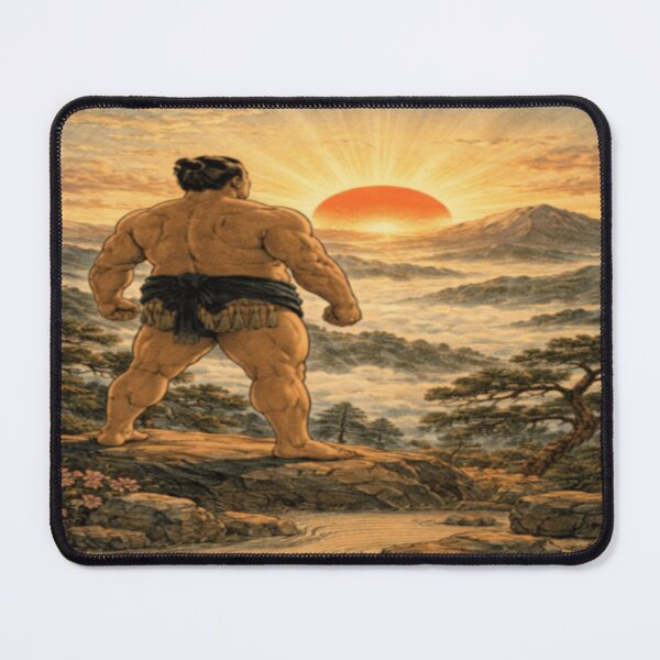 Item preview, Japanese Sumo Wrestling Art – Sumo Wall Art with Sunrise Mountain Landscape designed and sold by ArtFreshStudio.