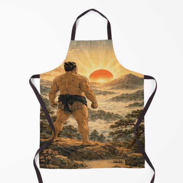 Item preview, Japanese Sumo Wrestling Art – Sumo Wall Art with Sunrise Mountain Landscape designed and sold by ArtFreshStudio.