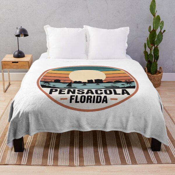 Item preview, Pensacola Florida: Retro Teal Orange Yellow Sunset Coastal Skyline  designed and sold by CircinusStore.