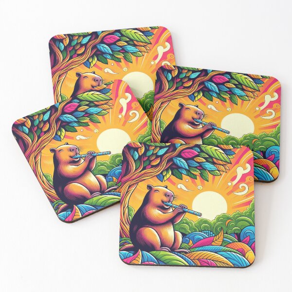 Item preview, Psychedelic Capybara – Flute Under the Sun Design designed and sold by Dogandesighn.