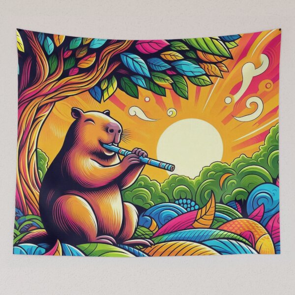 Item preview, Psychedelic Capybara – Flute Under the Sun Design designed and sold by Dogandesighn.