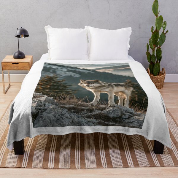 Item preview, Majestic Gray Wolf Mountain Wilderness Wildlife designed and sold by NicolasGlowArt.