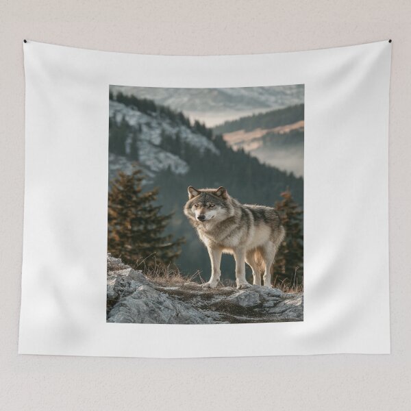 Item preview, Majestic Gray Wolf Mountain Wilderness Wildlife designed and sold by NicolasGlowArt.