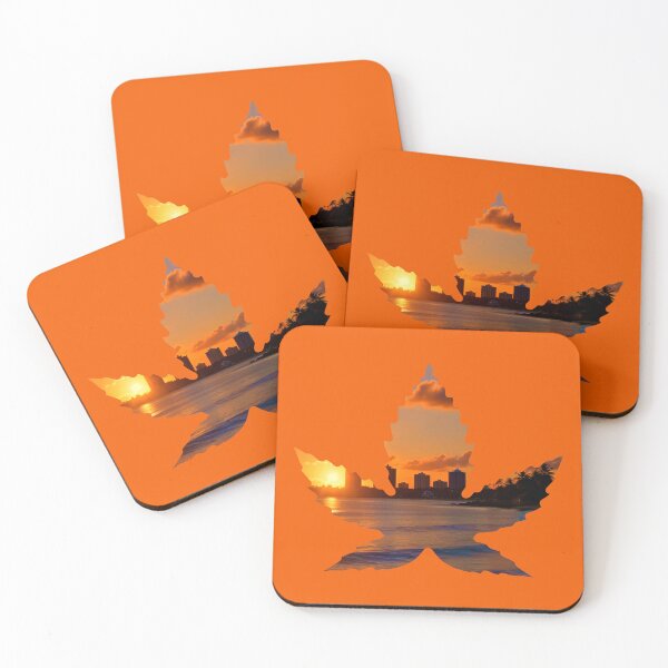 Item preview, Cannabis leaf with skyline, summer sea, sunrise, sunset designed and sold by Kimenta Fashion.