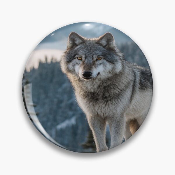 Item preview, Majestic Gray Wolf Winter Mountain Landscape designed and sold by NicolasGlowArt.