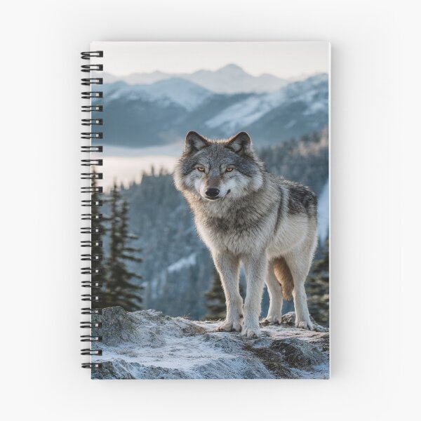 Item preview, Majestic Gray Wolf Winter Mountain Landscape designed and sold by NicolasGlowArt.