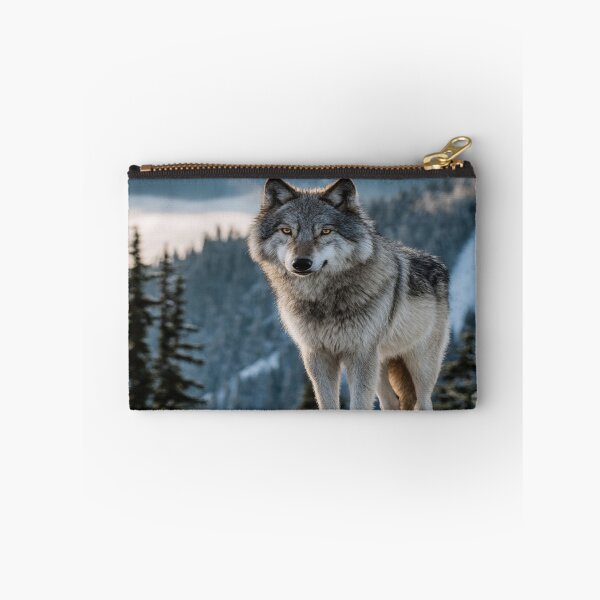 Item preview, Majestic Gray Wolf Winter Mountain Landscape designed and sold by NicolasGlowArt.