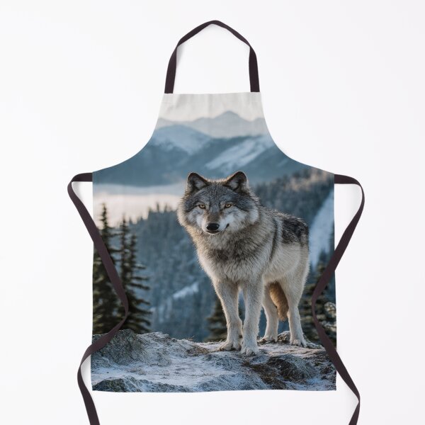 Item preview, Majestic Gray Wolf Winter Mountain Landscape designed and sold by NicolasGlowArt.
