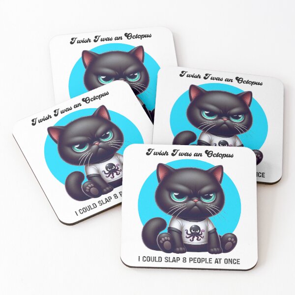 Item preview, Funny Black Cat Octopus Slap Meme designed and sold by MoodCatClubCo.
