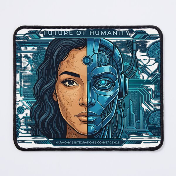 Item preview, Future of Humanity - Half Human Half Robot Cybernetic Cyborg Illustration designed and sold by MCV-Designs.