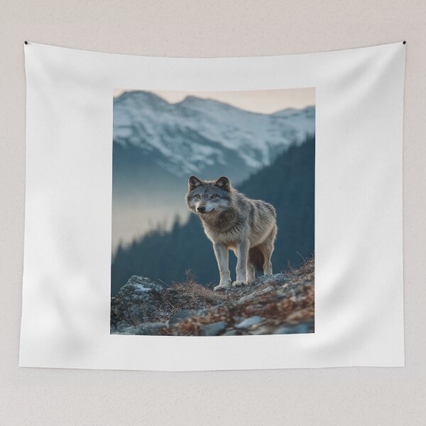 Item preview, Majestic Gray Wolf Mountain Wilderness designed and sold by NicolasGlowArt.