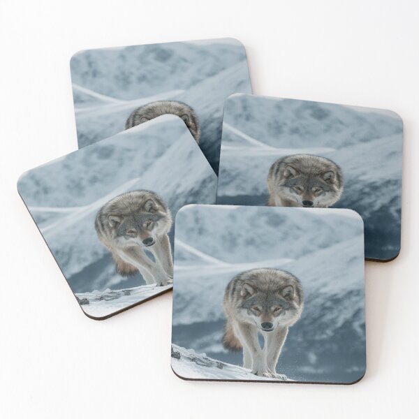Item preview, Powerful Wolf in Winter Snow Mountain Landscape designed and sold by NicolasGlowArt.
