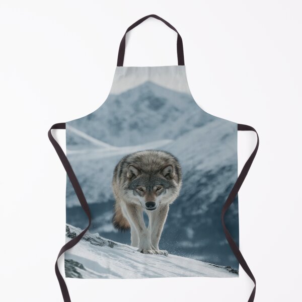 Item preview, Powerful Wolf in Winter Snow Mountain Landscape designed and sold by NicolasGlowArt.