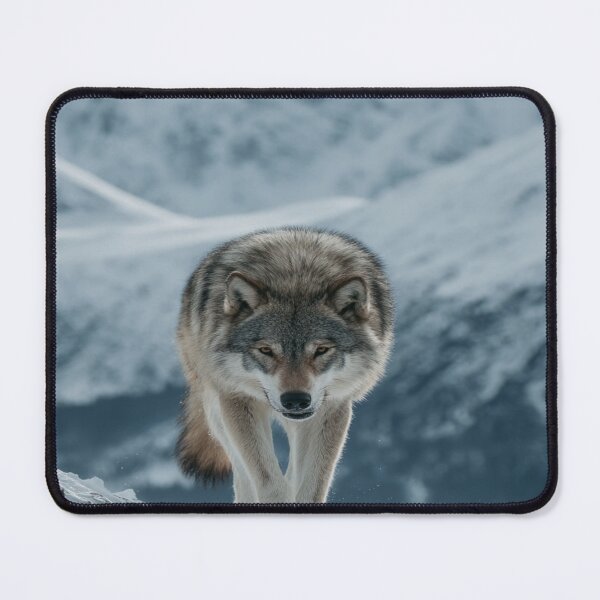 Item preview, Powerful Wolf in Winter Snow Mountain Landscape designed and sold by NicolasGlowArt.