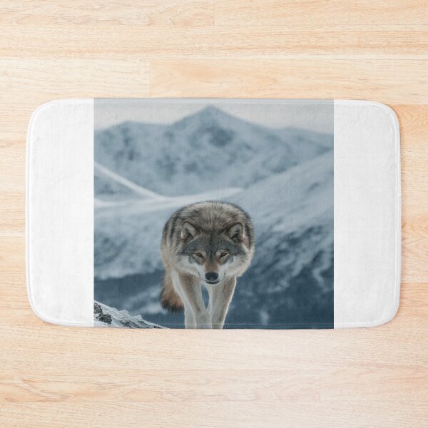 Item preview, Powerful Wolf in Winter Snow Mountain Landscape designed and sold by NicolasGlowArt.