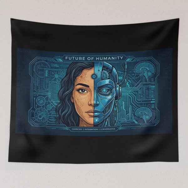 Item preview, Future of Humanity - Cybernetic Cyborg Woman & AI Interface Illustration designed and sold by MCV-Designs.