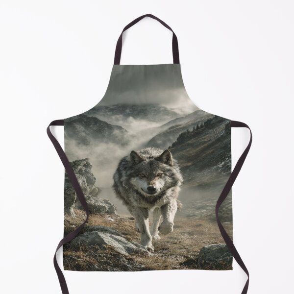 Item preview, Majestic Gray Wolf Walking Mountain Fog Nature designed and sold by NicolasGlowArt.