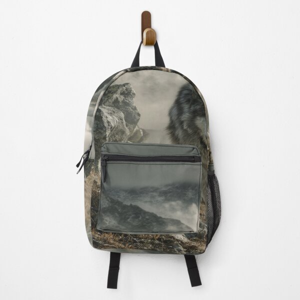 Item preview, Majestic Gray Wolf Walking Mountain Fog Nature designed and sold by NicolasGlowArt.