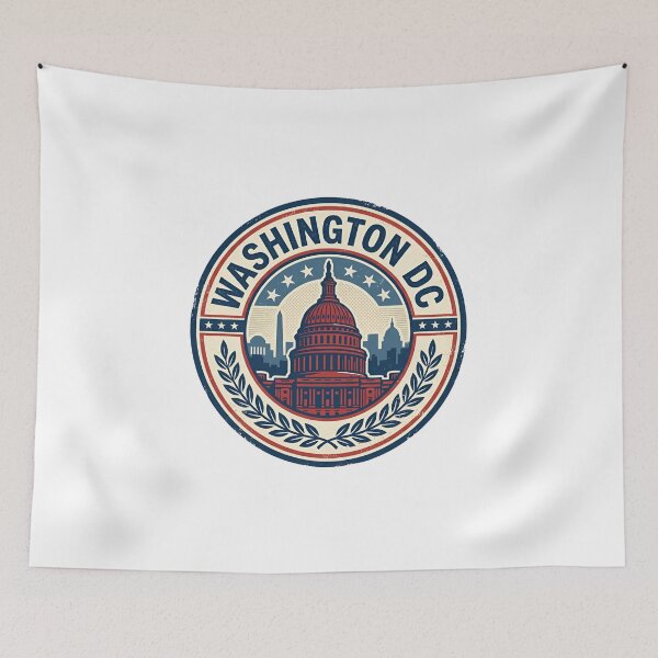 Item preview, Washington DC Retro Capitol Stamp Vintage Badge designed and sold by Fenay Designs.