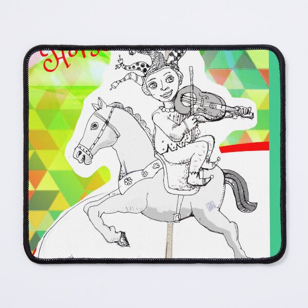 Item preview, Happy Year Of The Horse - Musical Harlequin Girl On A Carousel Horse (drawing by ACCI)  designed and sold by VanyssaGraphics.