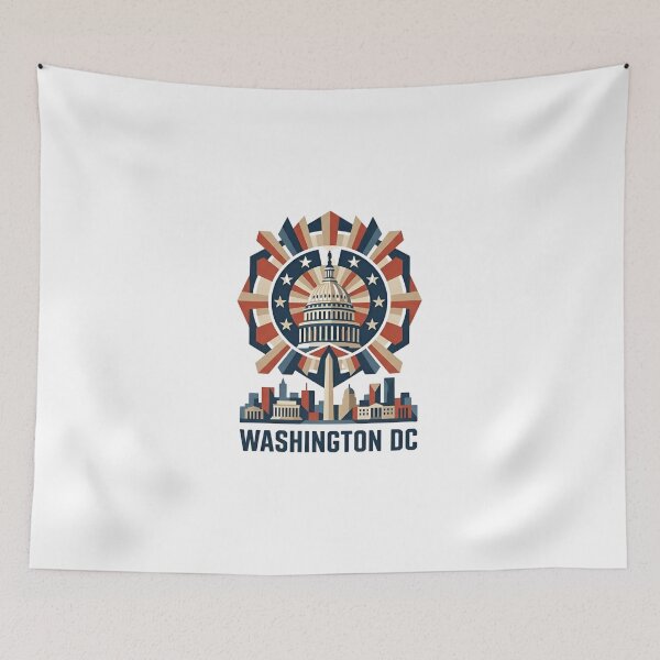 Item preview, Washington DC Geometric Capitol Building Patriotic Skyline designed and sold by Fenay Designs.
