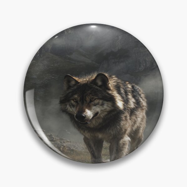 Item preview, Majestic Wild Wolf in Foggy Mountain Wilderness designed and sold by NicolasGlowArt.